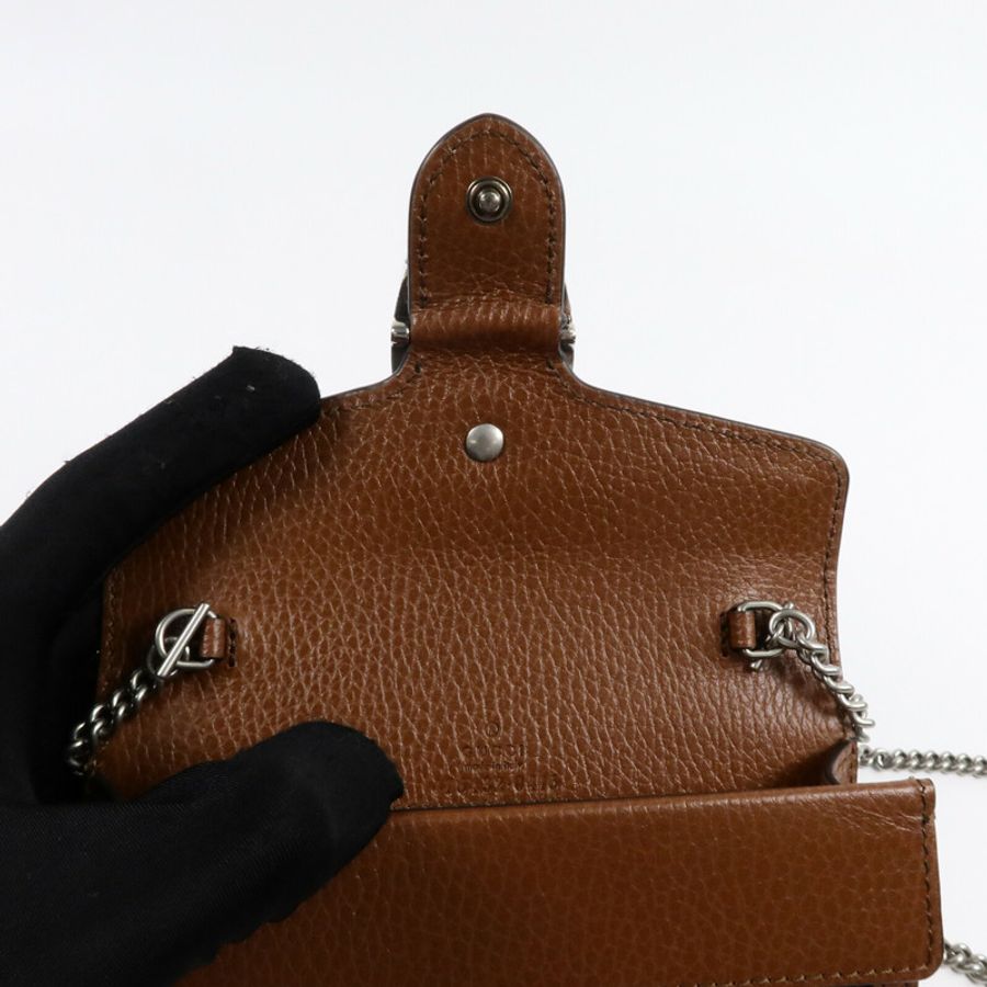 GUCCI 牛仔布Dionysus Super Mini鏈帶肩背袋-13