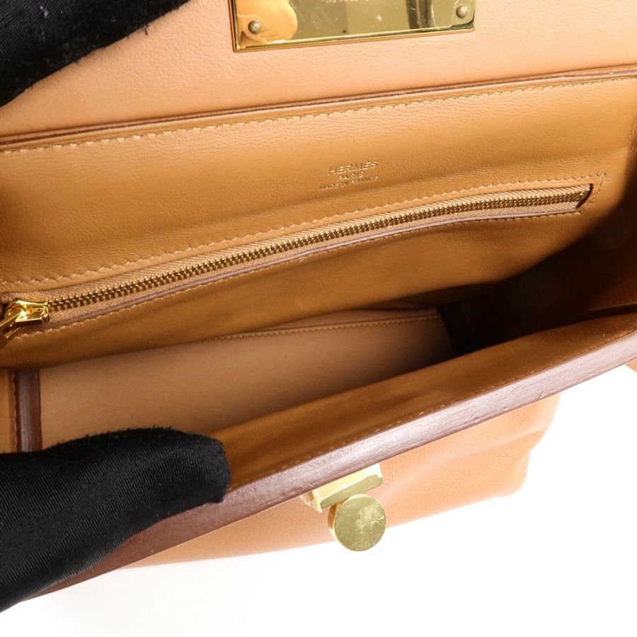 HERMES Clemence皮革24/24 Mini手挽肩背兩用袋Gold-4