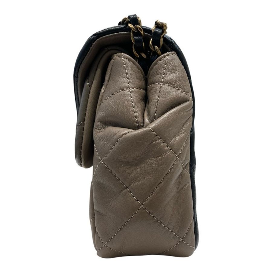CHANEL 香奈兒 肩背包 2015/2016 秋冬系列 Tricolor Quilted Small Double Flap Bag 黑/灰褐/棕 復古金釦-2