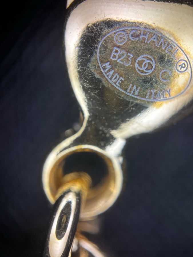 Chanel B23C 金屬黑粉紅心型吊墜金色鏈條頸鏈-13