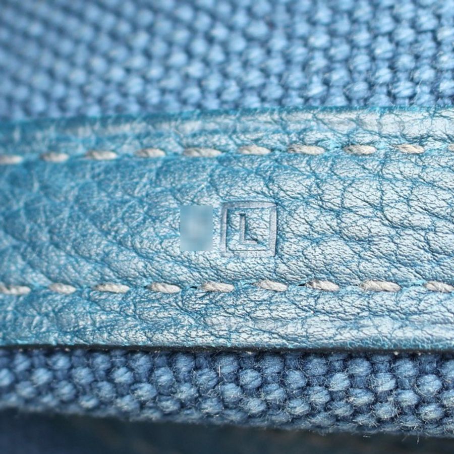HERMES 愛馬仕 Petite Ceinture PM 托特包 手提包 牛仔藍 帆布 Negonda牛皮 □L刻-5