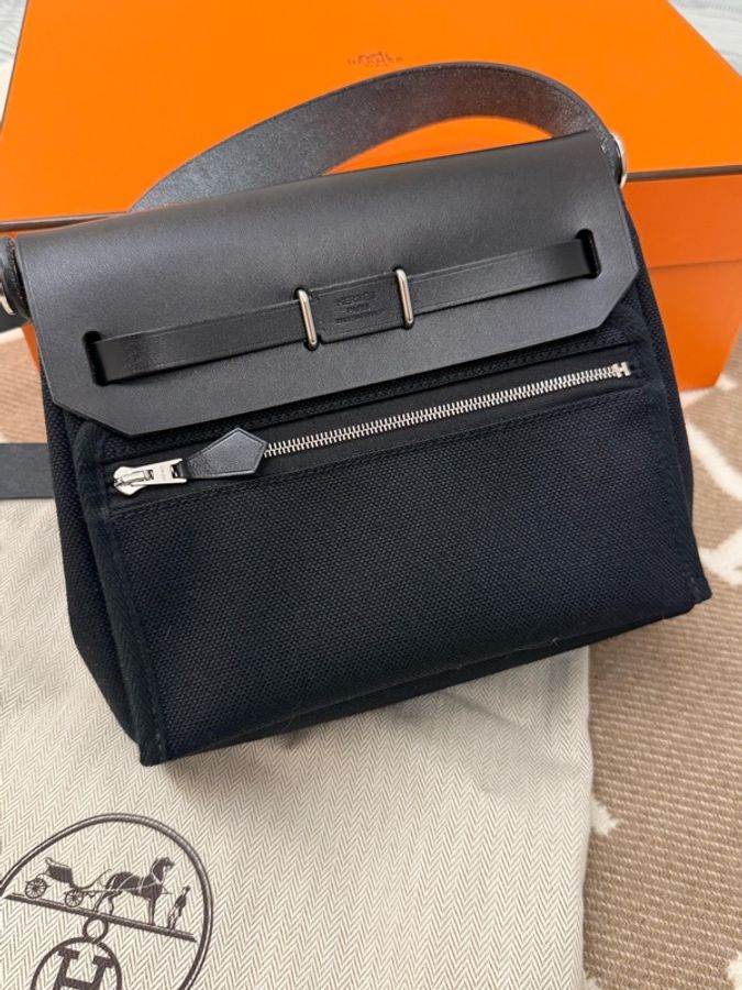 Hermes mini herbag 黑銀 日本購入 大全配-8