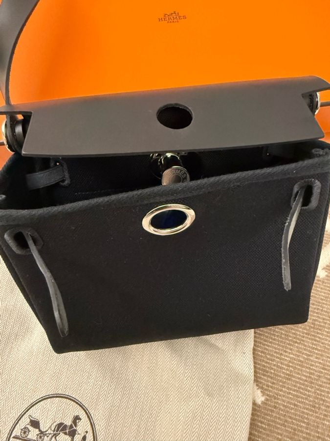 Hermes mini herbag 黑銀 日本購入 大全配-10