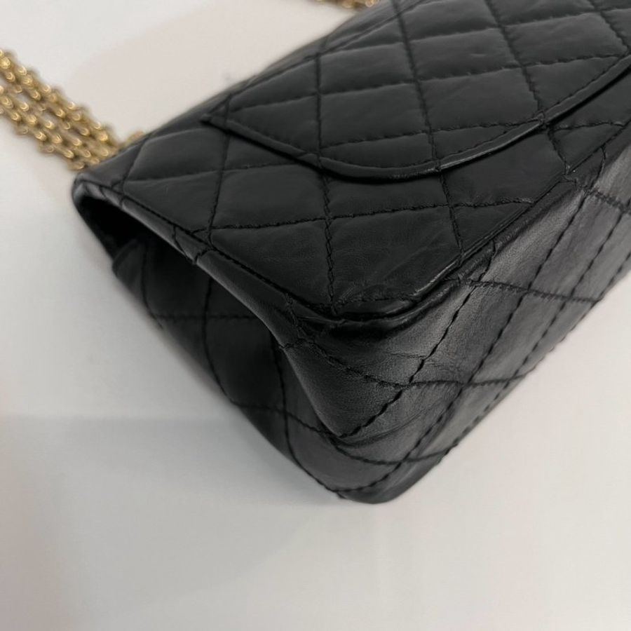 Chanel 2.55 mini 黑金 牛皮-12