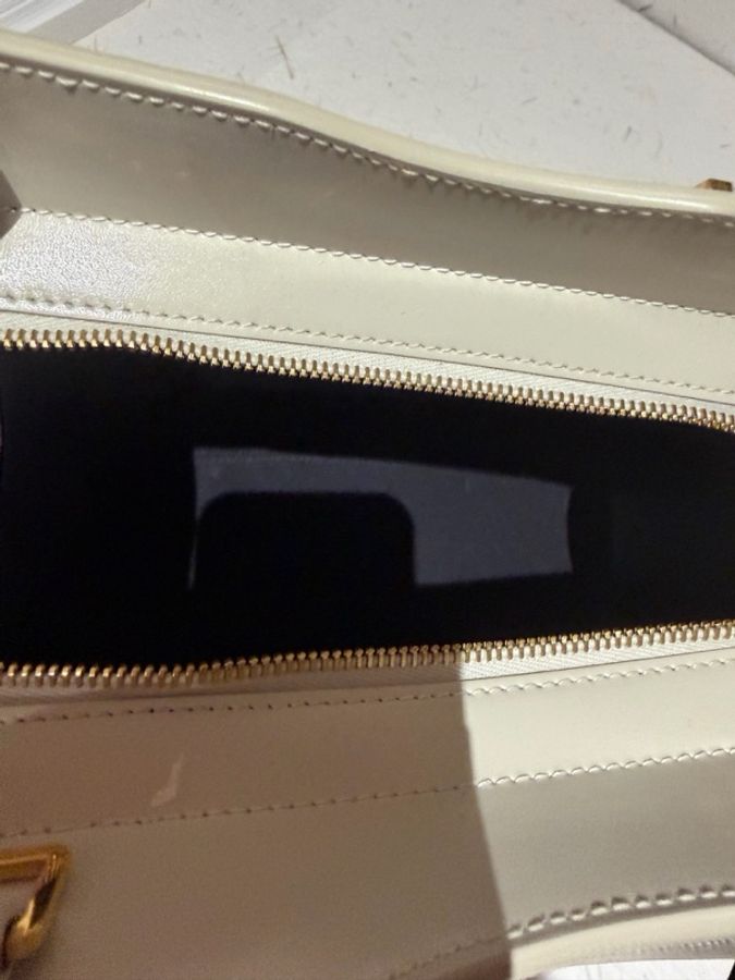YSL/聖羅蘭 Uptown box 白色牛皮托特包 磁扣子母包斜挎包單肩包-8
