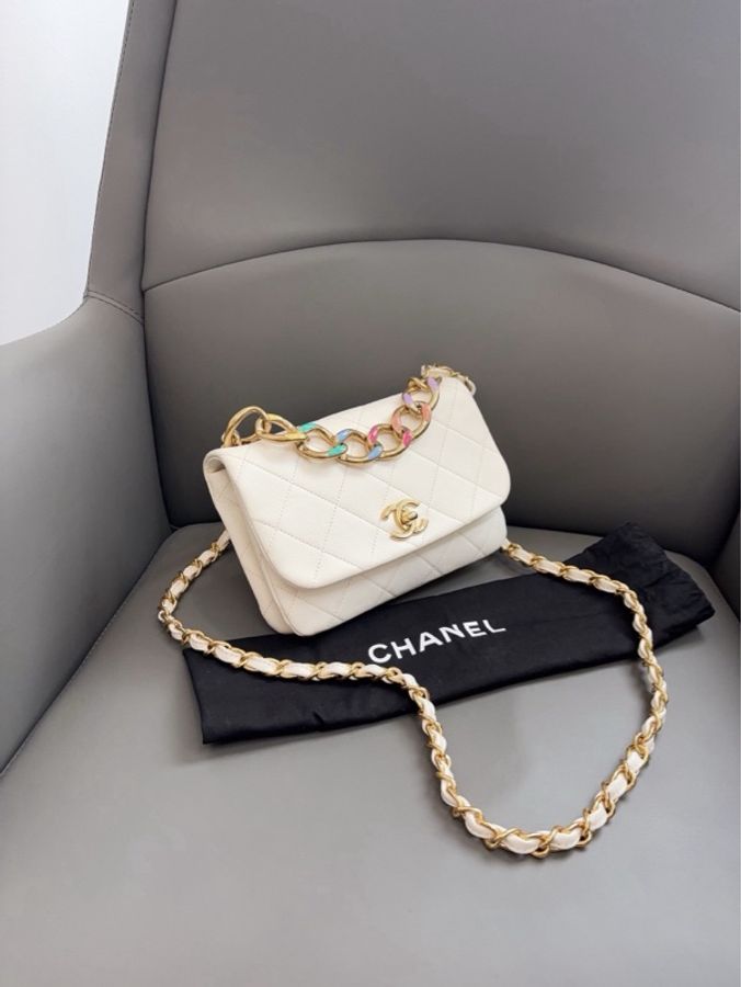 💎Chanel香奈兒|23C彩虹琺瑯鏈條包|98新芯片款-2