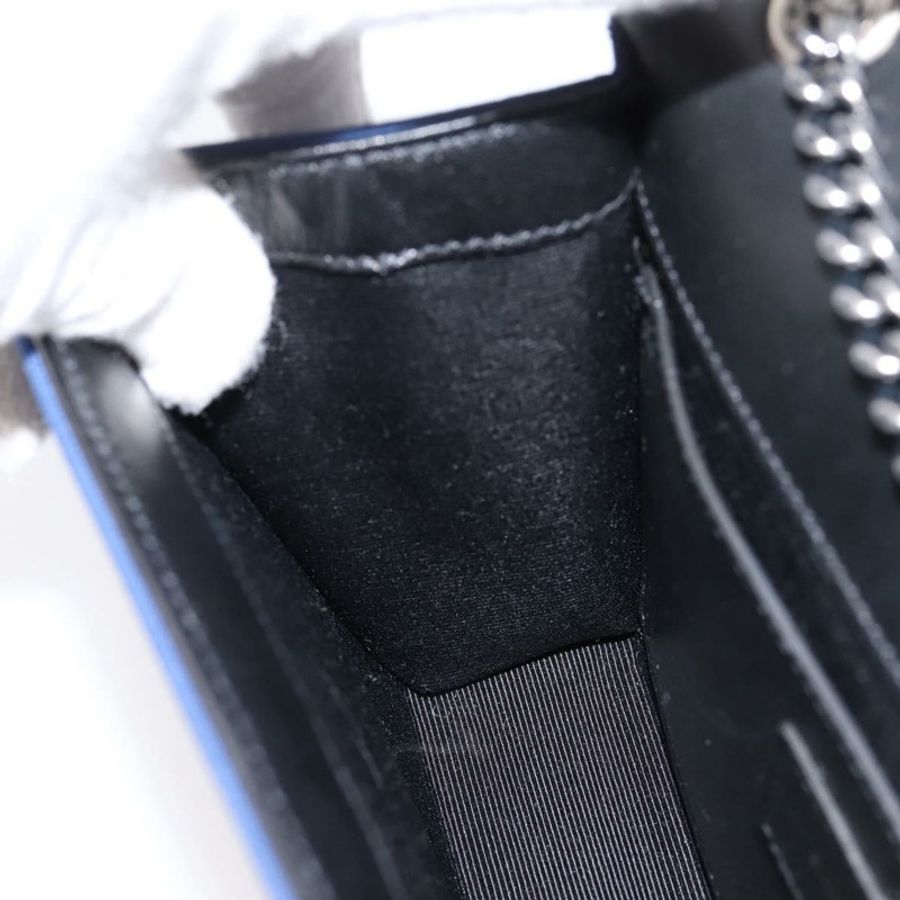 【日本直送】SAINT LAURENT Cassandra 鏈條肩背包 帆布 藍色 銀色 正品 203616M-18