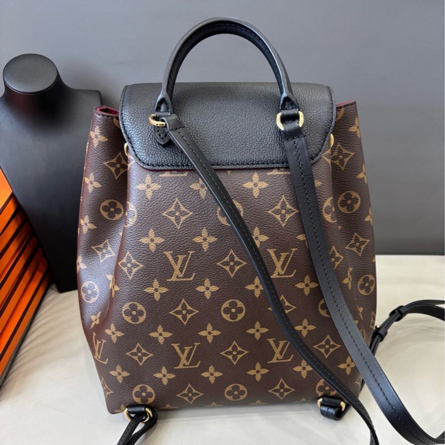 【近新閒置品】Louis Vuitton 路易威登 LV 老花拼皮Montsouris小號手提雙肩後背包 芯片款-1