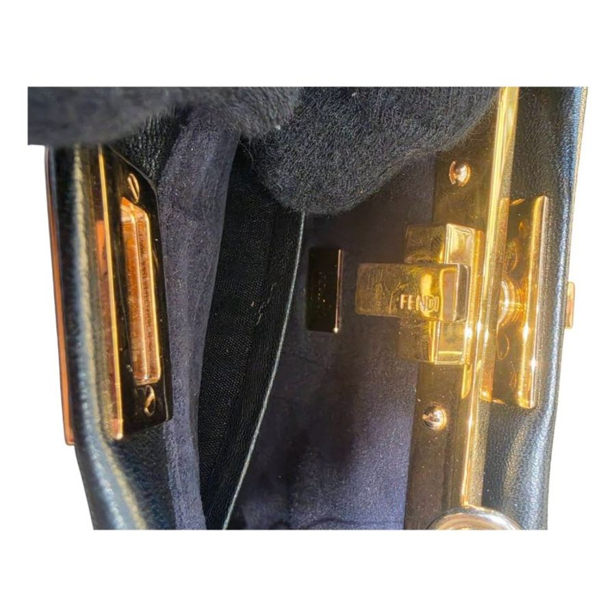 【美收精品】FENDI 芬迪 黑色納帕軟皮金扣 Peekaboo 超迷你兩用手提包 / 側背包 7-30【隔月月中將轉賣至日本 上架期限30天】-10