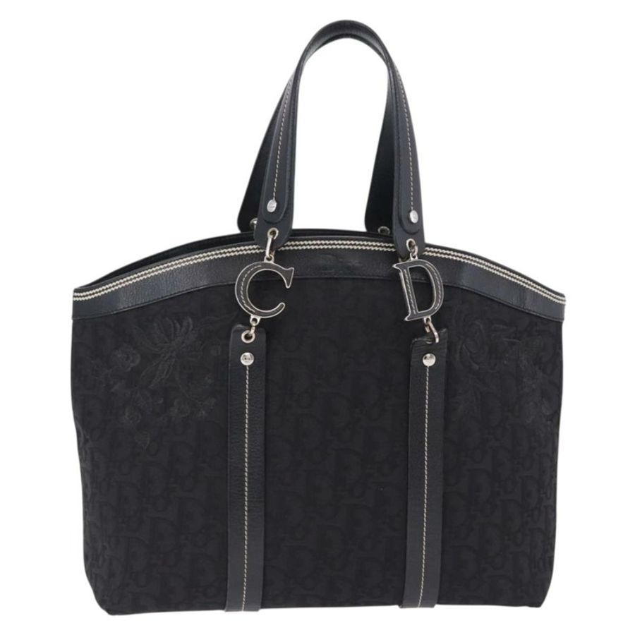 【日本直送】Christian Dior Trotter帆布手提包 黑色 銀色 正品 195785V-12