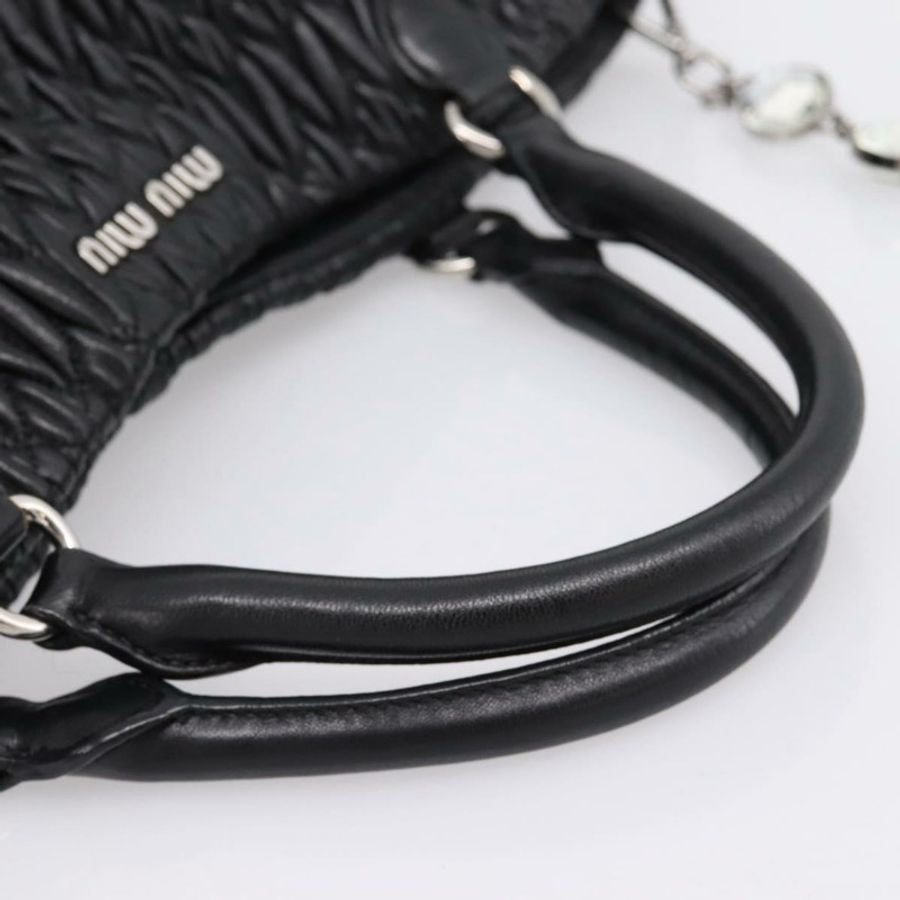 【日本直送】Miu Miu Matelasse 手提包 皮革 2way 銀色 黑色 正品 am12329V-6