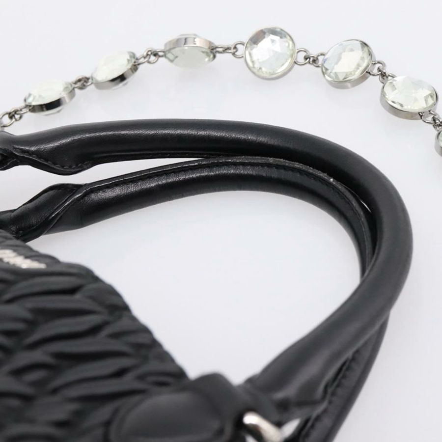 【日本直送】Miu Miu Matelasse 手提包 皮革 2way 銀色 黑色 正品 am12329V-7