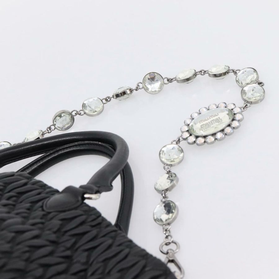 【日本直送】Miu Miu Matelasse 手提包 皮革 2way 銀色 黑色 正品 am12329V-13