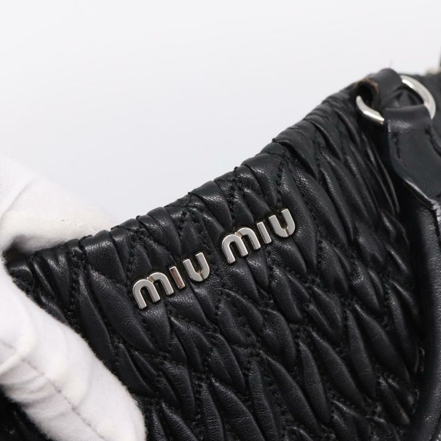 【日本直送】Miu Miu Matelasse 手提包 皮革 2way 銀色 黑色 正品 am12329V-18
