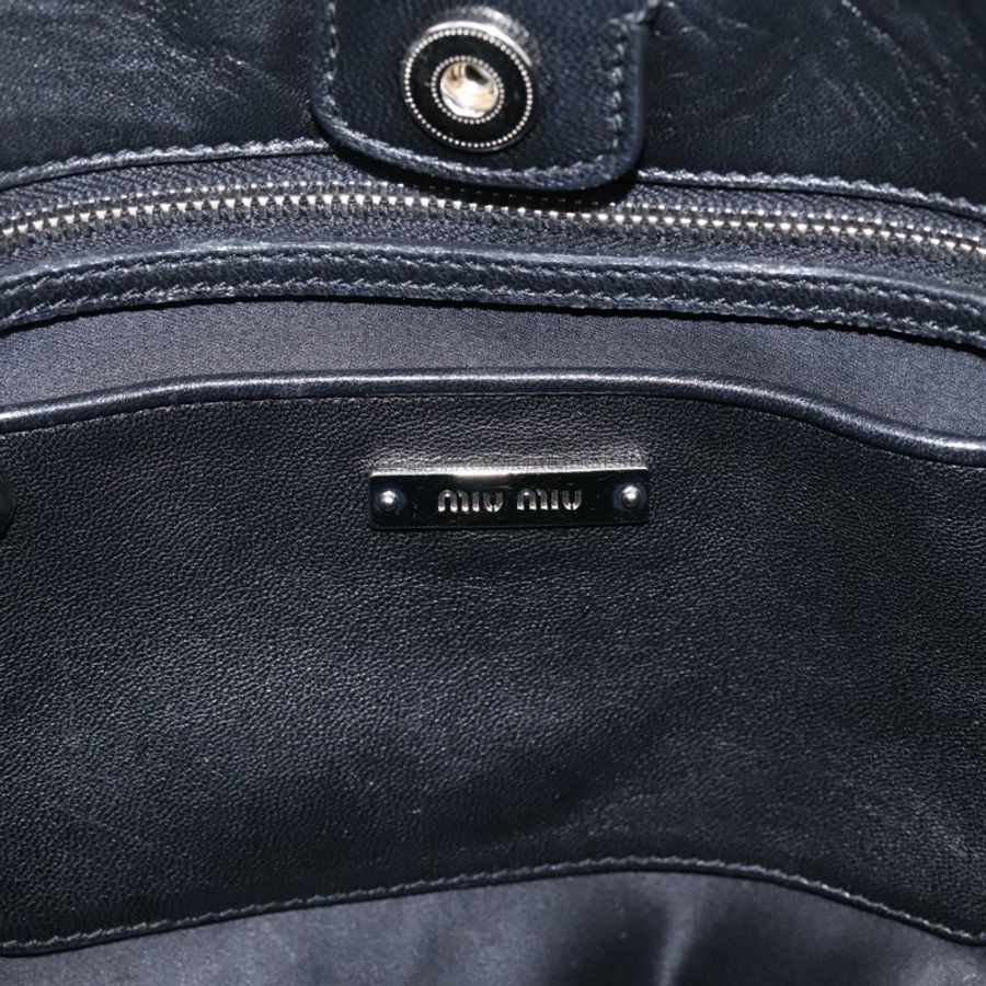 【日本直送】Miu Miu Matelasse 手提包 皮革 2way 銀色 黑色 正品 am12329V-19