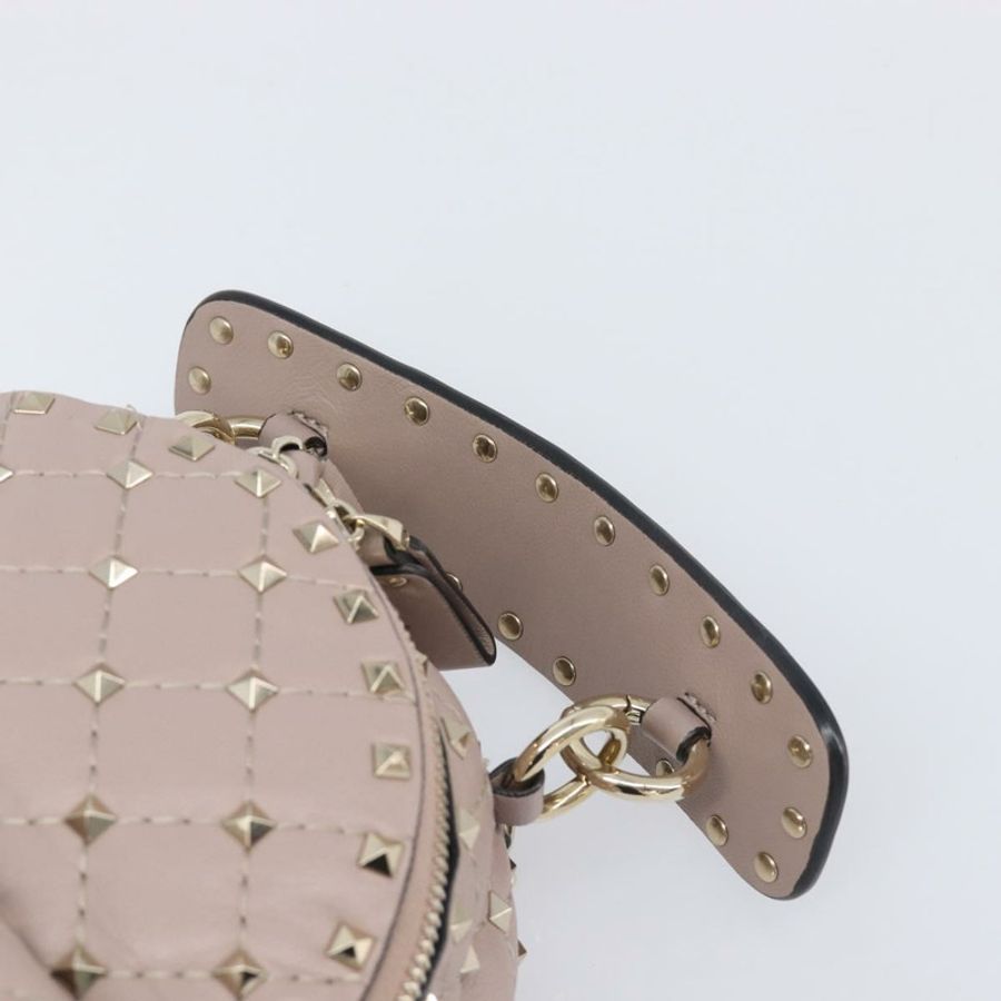 【日本直送】VALENTINO 鉚釘雙肩包，皮革材質，米色，金色，正品，貨號 198673M-7