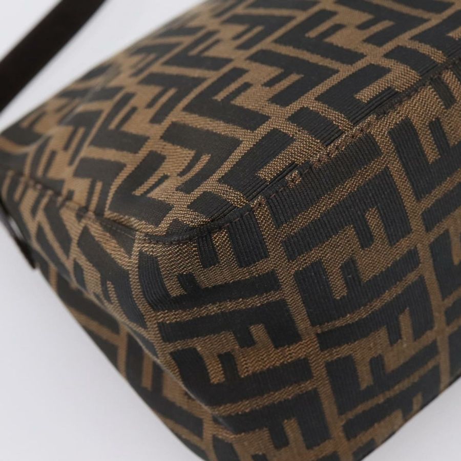 【日本直送】FENDI Zucca帆布Mamma Baguette單肩包 棕色 銀色 正品 BA15280V-15