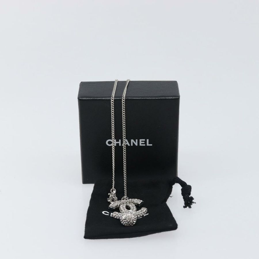【日本直送】香奈兒 (CHANEL) 水鑽項鍊 金屬銀色 CC 標誌 Auth 199879M-17