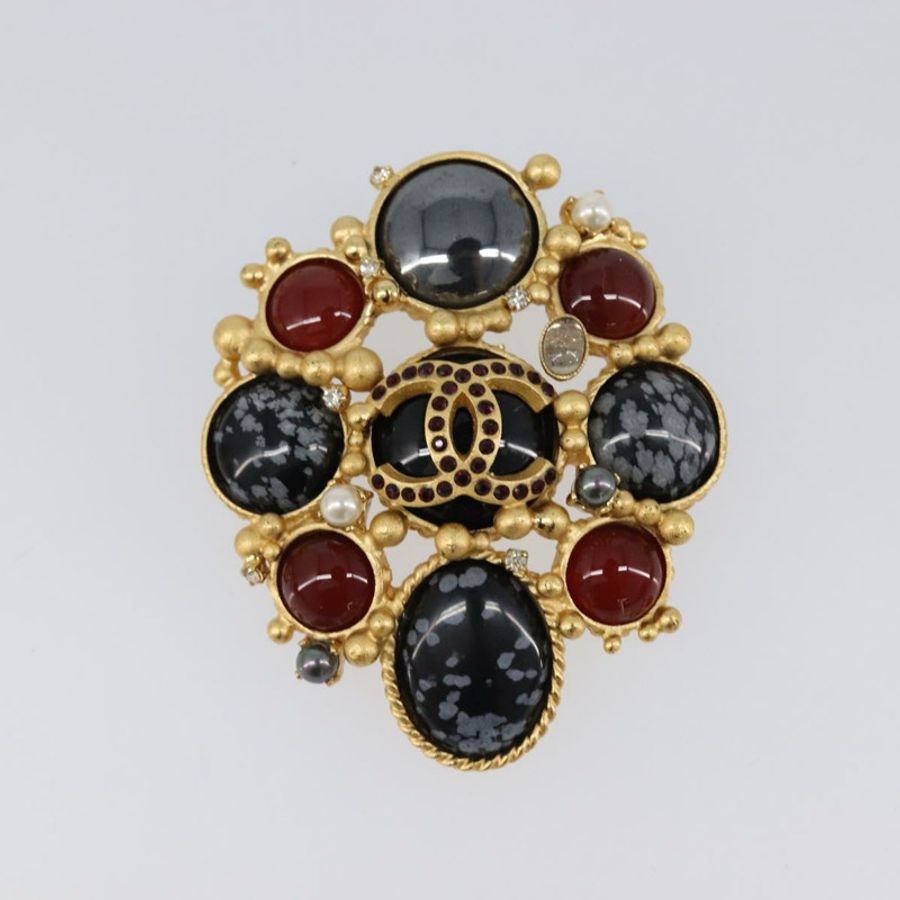 【日本直送】香奈兒 (CHANEL) 金屬金色雙C胸針 Auth bs36908M-12