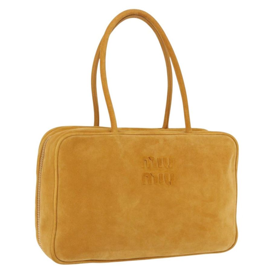 【日本直送】Miu Miu Beau 單肩包 麂皮 黃色 金色 正品 ka5957SAM-0