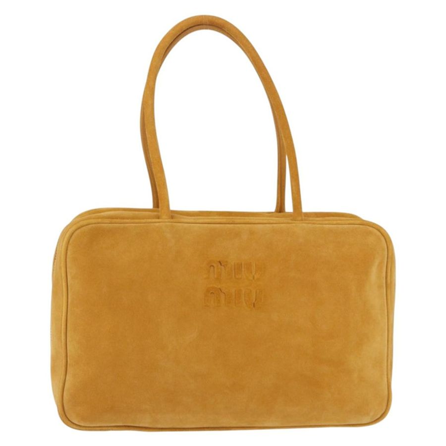 【日本直送】Miu Miu Beau 單肩包 麂皮 黃色 金色 正品 ka5957SAM-12