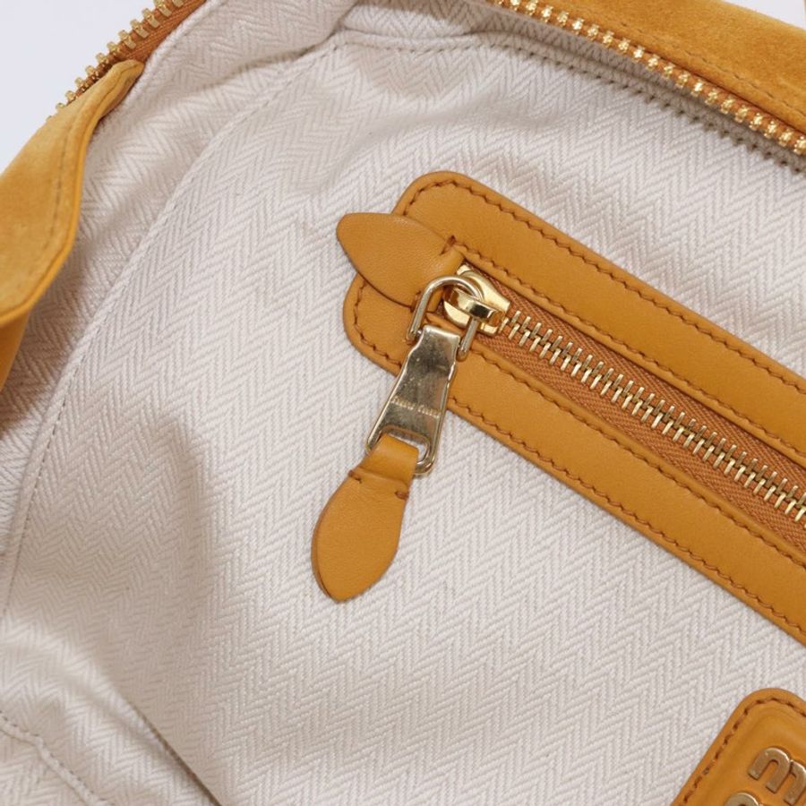 【日本直送】Miu Miu Beau 單肩包 麂皮 黃色 金色 正品 ka5957SAM-19