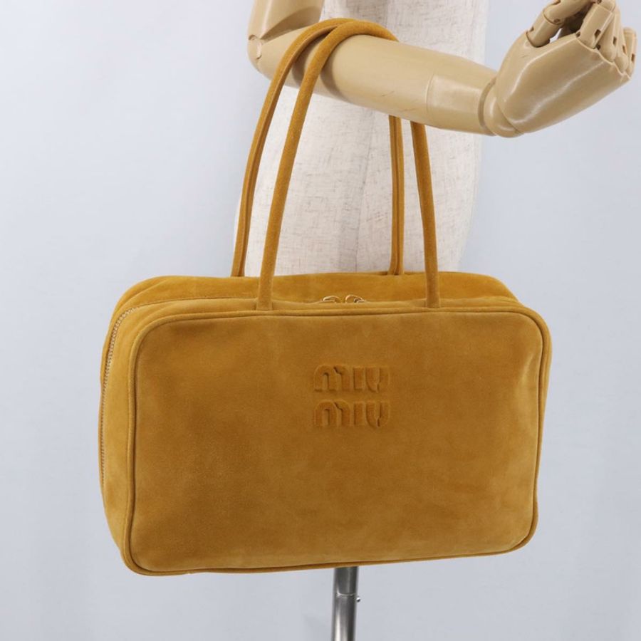 【日本直送】Miu Miu Beau 單肩包 麂皮 黃色 金色 正品 ka5957SAM-23