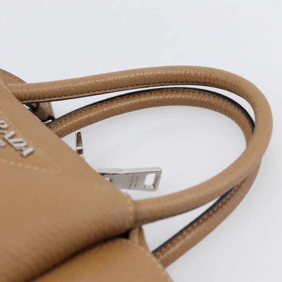 【日本直送】PRADA 手提包 皮革 兩用 米色 銀色 正品 ka5958SAM-13