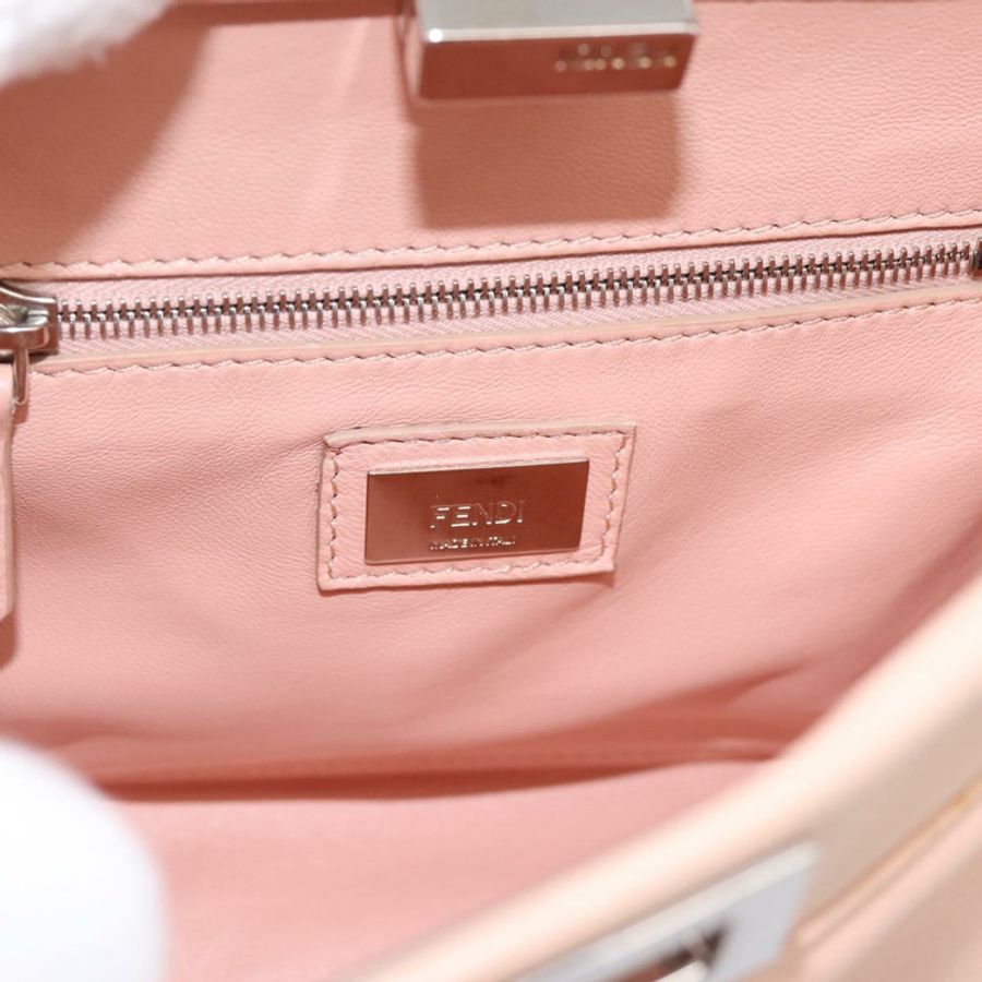【日本直送】FENDI 迷你 Peek A Boo 手提包 皮革 兩用 粉紅色 銀色 正品 ka6033V-19