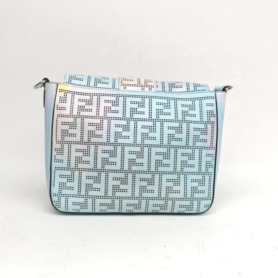 FENDI 幻彩色牛皮銀扣Baguette老花LogoFF肩背包-3