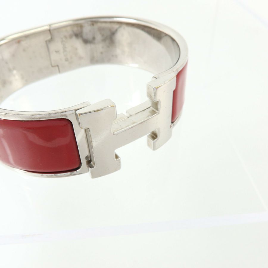 HERMES 金屬/琺瑯Clic-Clac H Bracelet銀扣手鏈-5