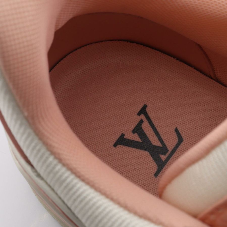 路易威登 LV Trainer 系列運動鞋 #7 皮革布料 粉紅色 白色 二手-4