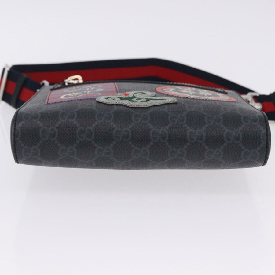 【日本直送】GUCCI GG Supreme Sherry Line 單肩包 PVC 黑色銀色 547751 正品 203212M-4