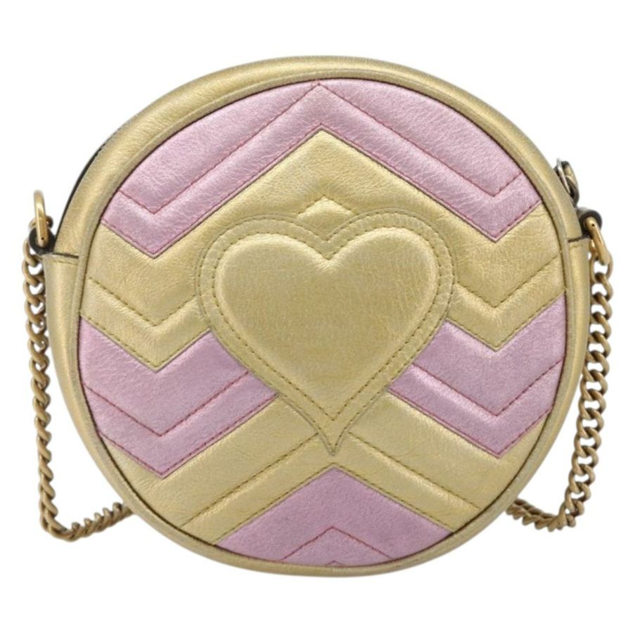 【日本直送】GUCCI GG Marmont 鏈條單肩包 皮革 金粉色 550154 正品 ka6138A-1