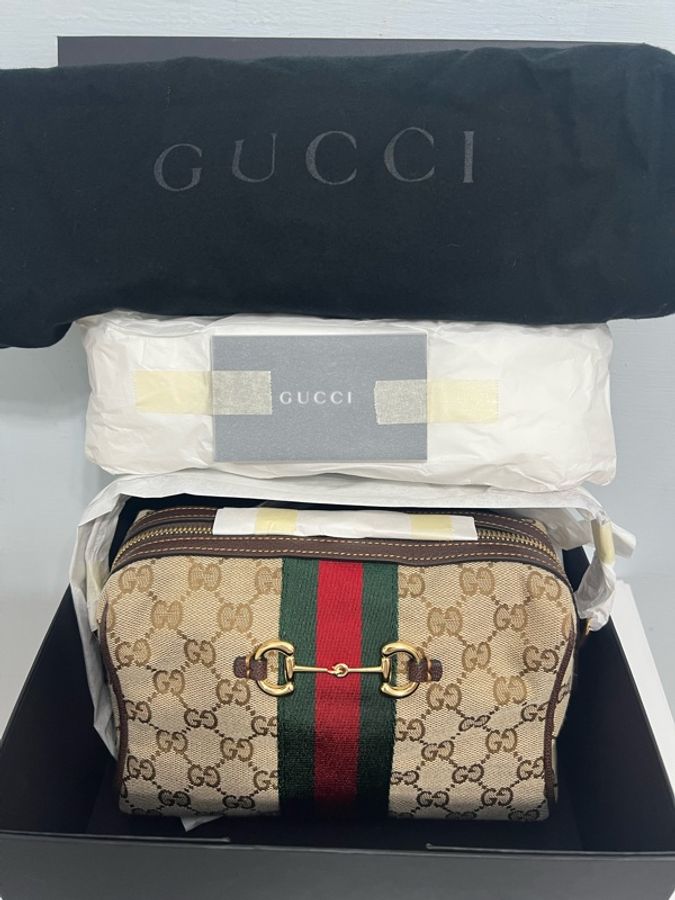 【全新】Gucci Horsebit Web馬銜扣織帶相機包 / 鑽石紋內裡 / A008PZ-0