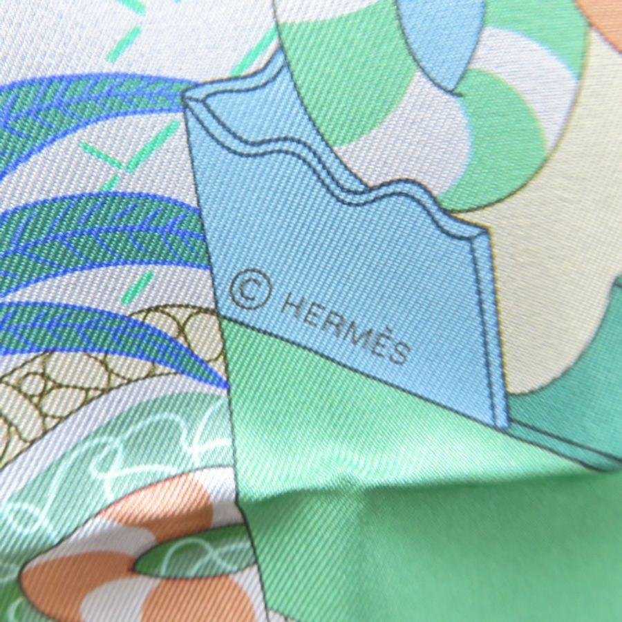 藍色 絲綢 Splash Park Double Face Scarf 90 雙面 方巾【HERMES 愛馬仕】 H903806S 02-3