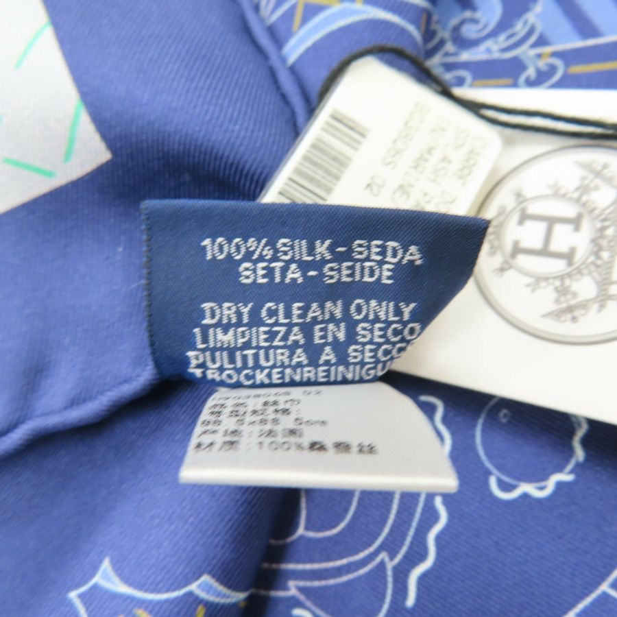藍色 絲綢 Splash Park Double Face Scarf 90 雙面 方巾【HERMES 愛馬仕】 H903806S 02-4