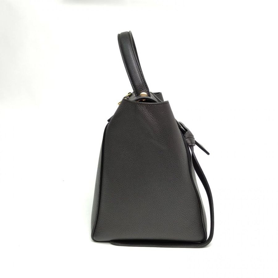 CELINE Belt鯰魚包Mini28灰色牛皮革金扣肩背包-3