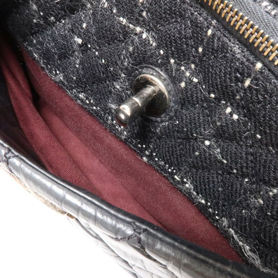 CHANEL 牛皮皮革/Tweed Chain Shoulder鏈帶肩背袋-4