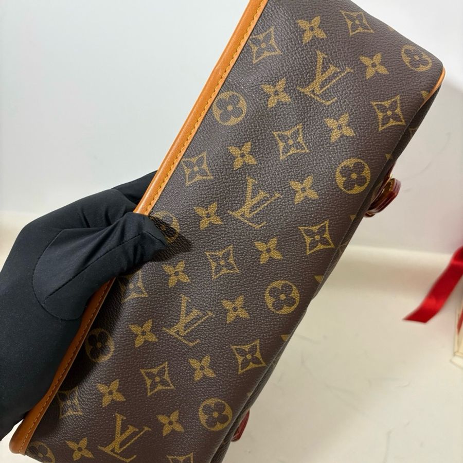LV路易威登 Satchel Messenger 棕色老花郵差包斜挎包-5