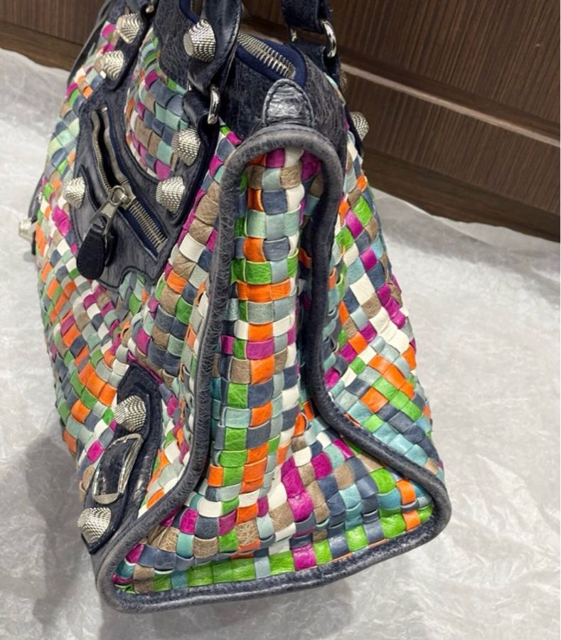 【彩虹系列🏳️🌈Love is love👩🏿❤️💋👩🏼】Balenciaga 巴黎世家 馬賽克補丁編織 Le City 機車包 大號-4