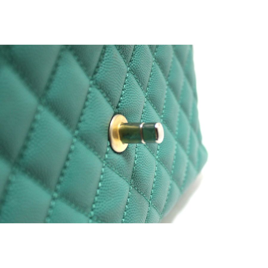 Chanel Green Quilted Caviar Leather Large CoCo Handle Flap Bag-16