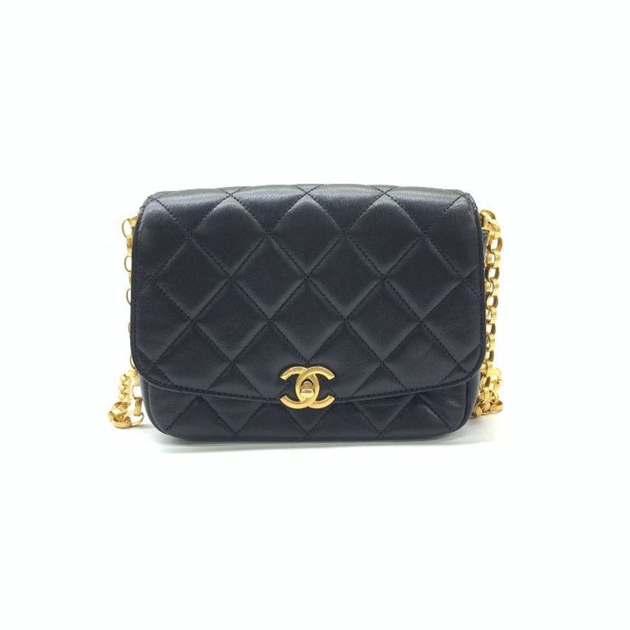 Chanel 黑金 金幣 雕花鏈 cf 30開 肩背包-0