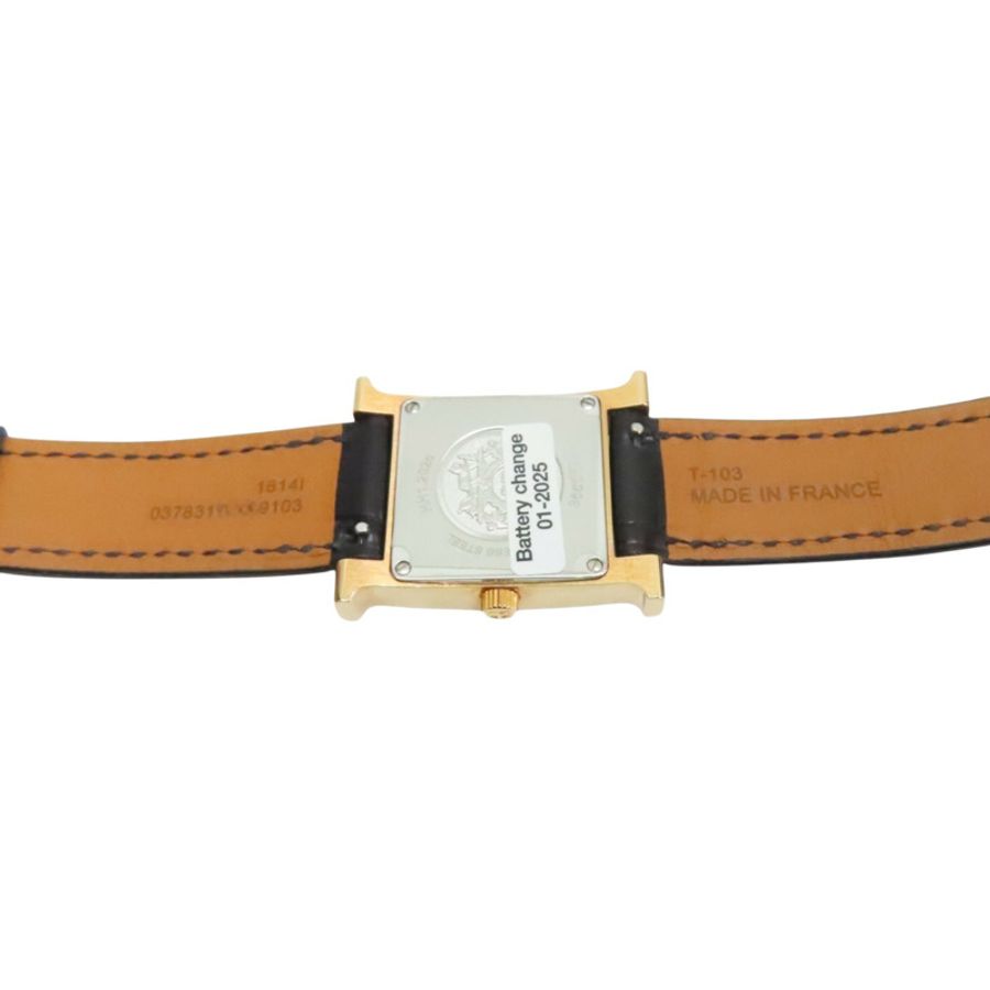 Heure H 11PD 腕錶 粉色錶盤 黑色皮帶 不鏽鋼 鑽石【HERMES 愛馬仕】 HH1.202c-3