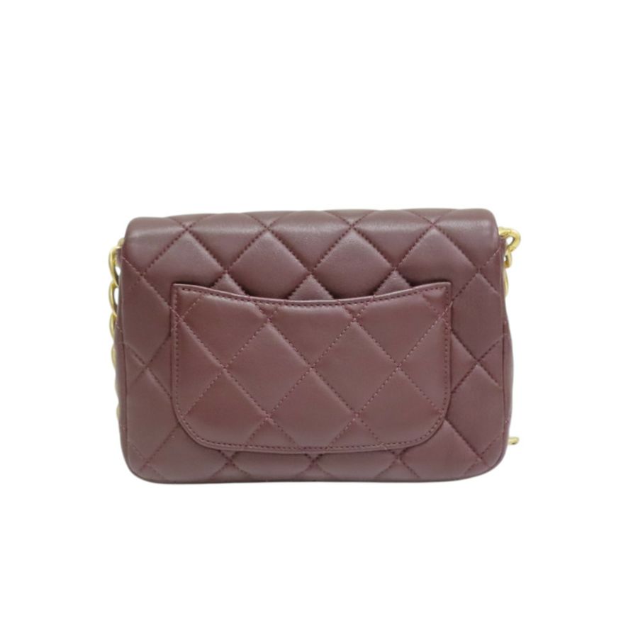 酒紅色 菱格紋 羊皮 CC Chain Flap 鍊帶 肩背包【CHANEL 香奈兒】 AS4231-1