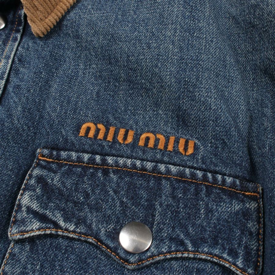 Miu Miu DENIM PIUMINO 水洗羽絨外套 #38 棉質海軍藍 二手-6