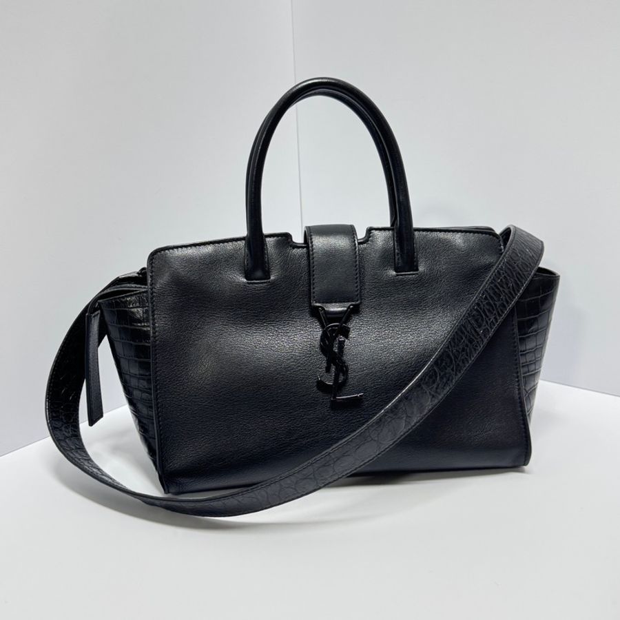 (極新🎁超稀有) YSL “So Black” 全黑鱷魚紋 斜背包 專櫃13萬!-11