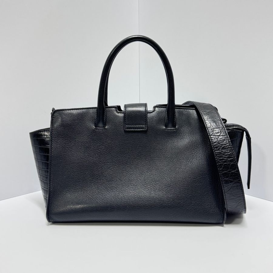 (極新🎁超稀有) YSL “So Black” 全黑鱷魚紋 斜背包 專櫃13萬!-12