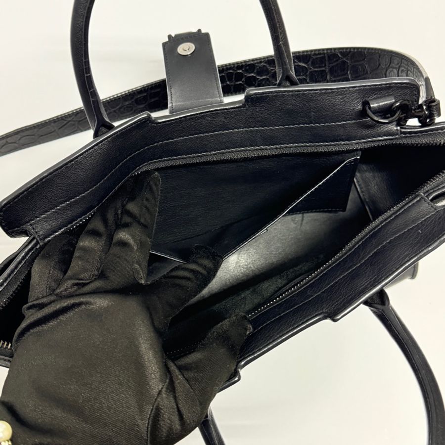 (極新🎁超稀有) YSL “So Black” 全黑鱷魚紋 斜背包 專櫃13萬!-20
