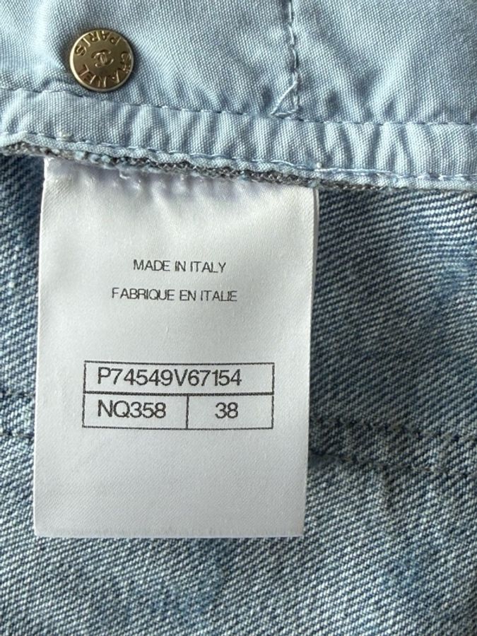Chanel23B深蓝色双C满logo牛仔裤fr38~~-3